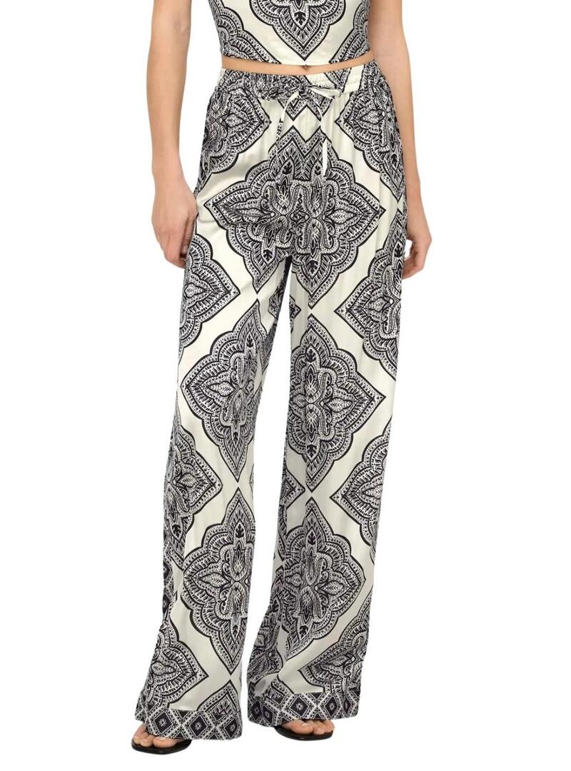 Pantaloni Only Hairon etnici bianchi e neri per donna