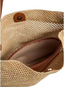 Borsa Pieces Fikka in rafia per donna