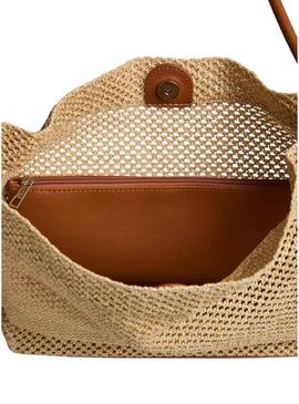 Borsa Pieces Fikka in rafia per donna