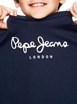 T-Shirt Pepe Jeans New Herman Jr Blu Navy Bambino