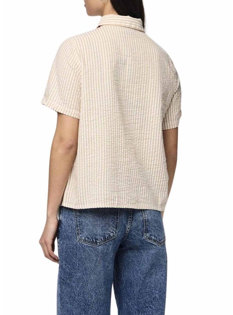 Camicia Pieces Sally tostata per donna