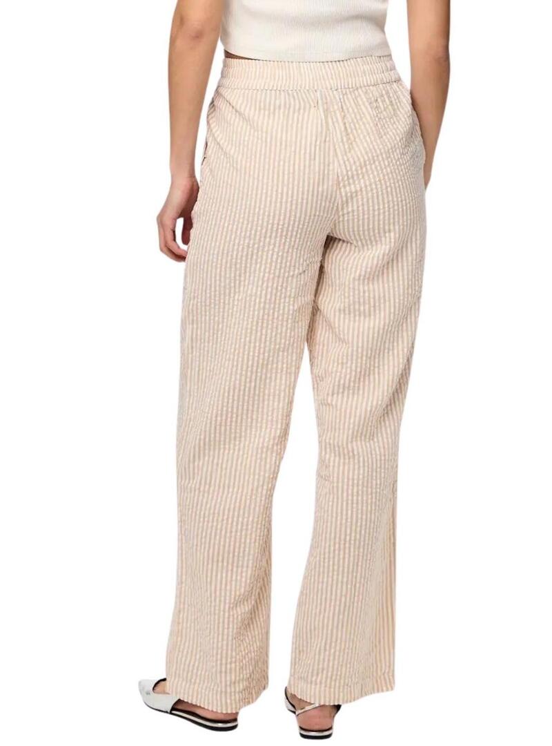 Pantaloni Pieces Sally a righe color tostato per donna