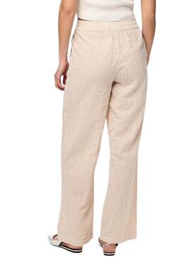 Pantaloni Pieces Sally a righe color tostato per donna