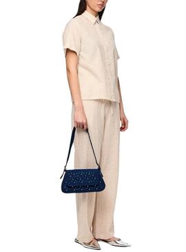 Pantaloni Pieces Sally a righe color tostato per donna