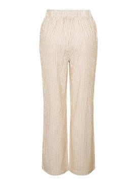 Pantaloni Pieces Sally a righe color tostato per donna