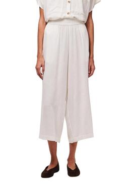 Pantaloni Pieces Pia bianchi da donna.