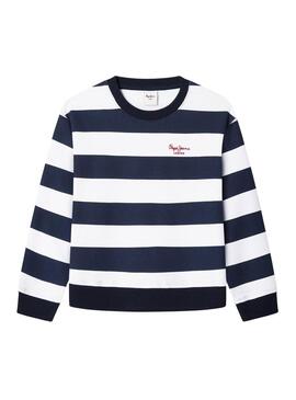 Felpa Pepe Jeans Vania a righe blu e bianco per bambina