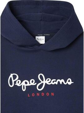 Felpa Pepe Jeans Art Hoodie blu per bambino