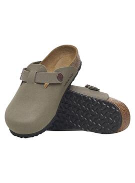 Zoccoli Birkenstock color topo per bambino e bambina.