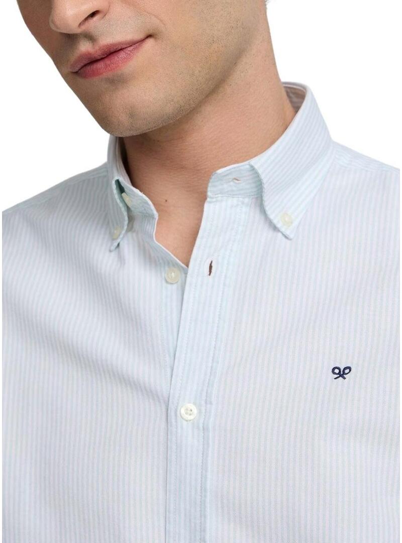 Camicia Silbon Oxford a righe verdi per uomo