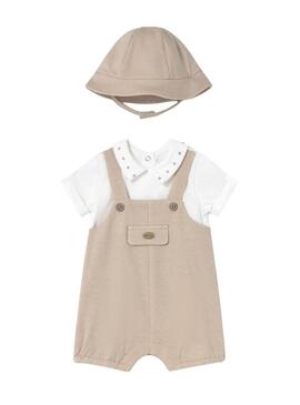 Tuta, pettorina e cappello Mayoral beige per bambino