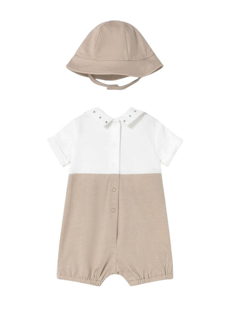 Tuta, pettorina e cappello Mayoral beige per bambino