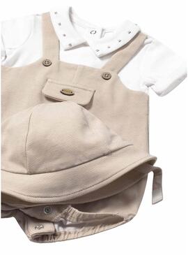 Tuta, pettorina e cappello Mayoral beige per bambino