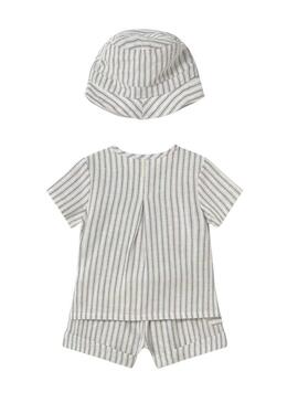 Set Mayoral camicia e pantaloncini a righe per neonato