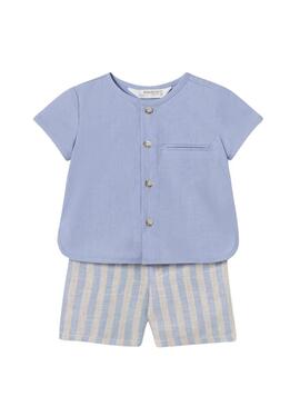 Set Mayoral camicia e pantaloncini blu per neonati