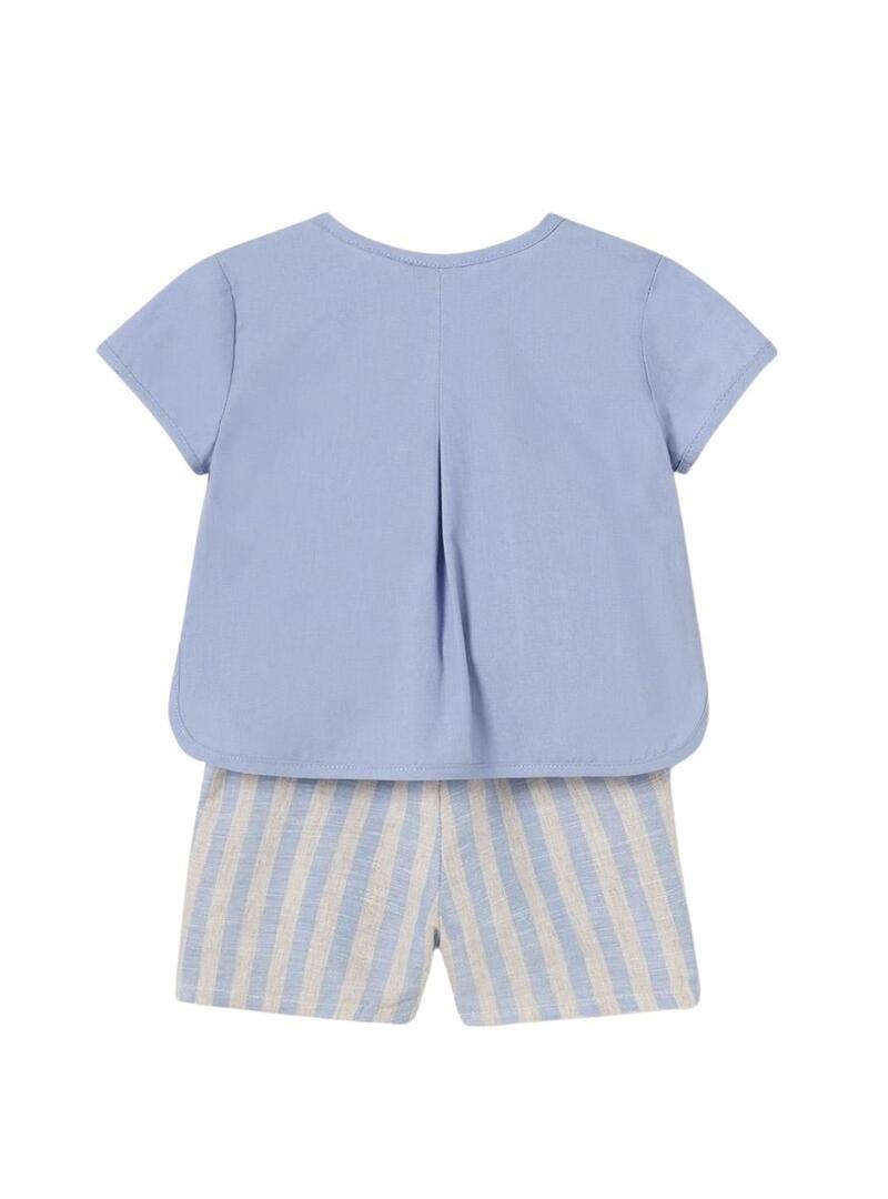 Set Mayoral camicia e pantaloncini blu per neonati