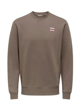 Felpa Only and Sons Dawson marrone per uomo