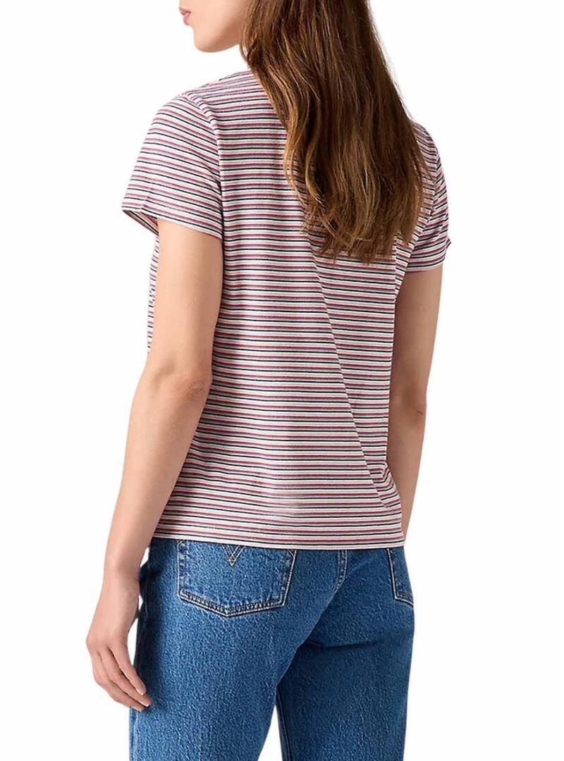 Maglietta Levis Perfect Tee Stripes rosa per donna