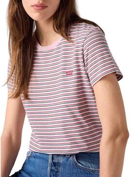 Maglietta Levis Perfect Tee Stripes rosa per donna