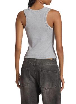 Maglietta Calvin Klein Jeans Woven Label grigia per donna