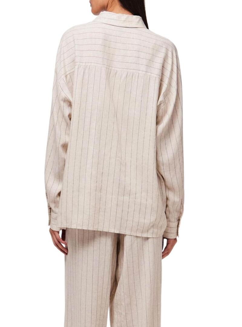 Camicia Pieces Pia oversize beige per donna