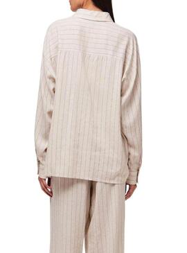 Camicia Pieces Pia oversize beige per donna