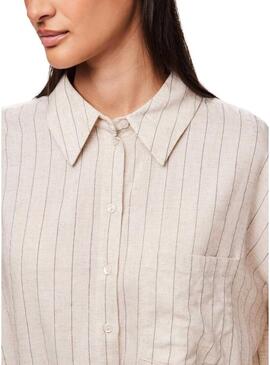 Camicia Pieces Pia oversize beige per donna
