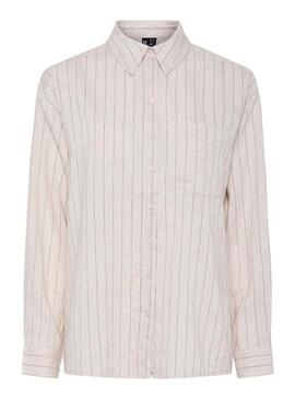 Camicia Pieces Pia oversize beige per donna