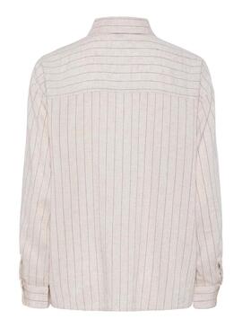 Camicia Pieces Pia oversize beige per donna