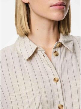 Maglietta Pieces Pia a righe beige per donna