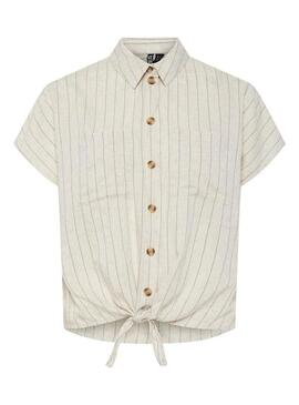 Maglietta Pieces Pia a righe beige per donna
