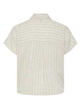 Maglietta Pieces Pia a righe beige per donna