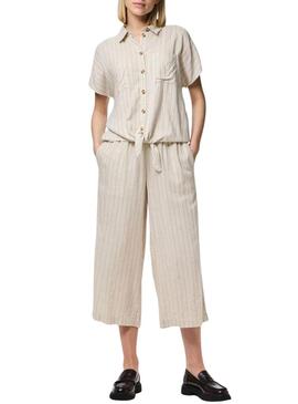 Maglietta Pieces Pia a righe beige per donna