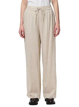Pantaloni Pieces Pia Wide beige per donna