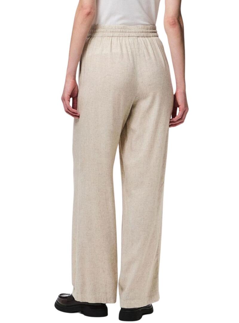 Pantaloni Pieces Pia Wide beige per donna