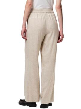 Pantaloni Pieces Pia Wide beige per donna