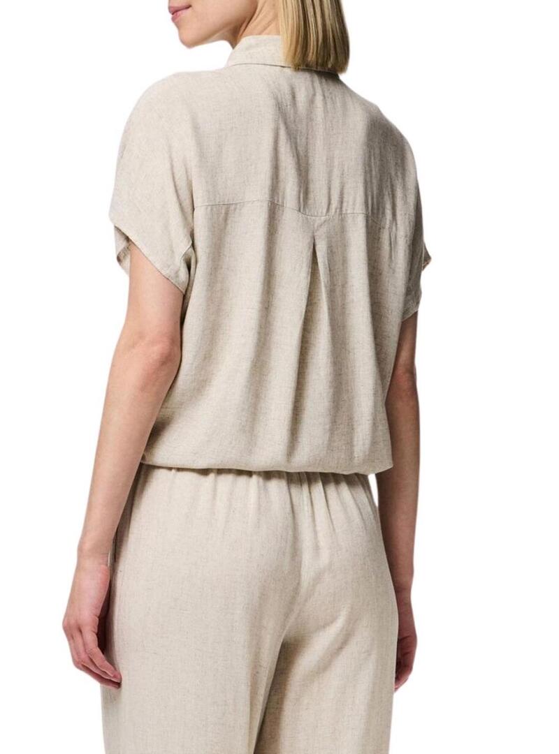 Camicia Pieces Pia beige per donna