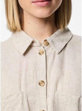 Camicia Pieces Pia beige per donna