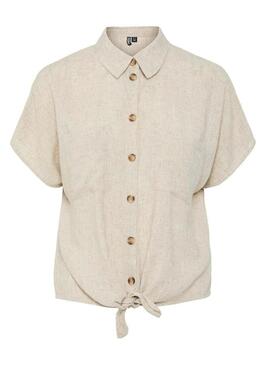 Camicia Pieces Pia beige per donna