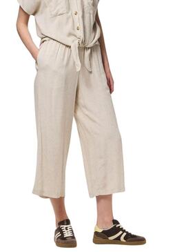 Pantaloni Pieces Pia beige per donna