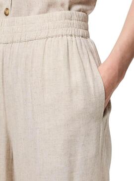 Pantaloni Pieces Pia beige per donna