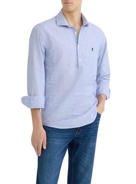 Maglietta Il Polpo Oxford a righe blu per uomo