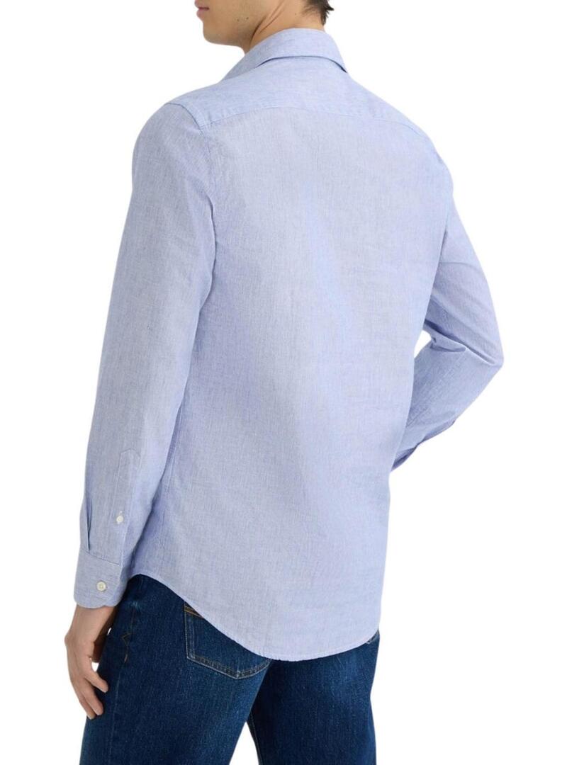 Maglietta Il Polpo Oxford a righe blu per uomo