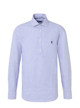 Maglietta Il Polpo Oxford a righe blu per uomo