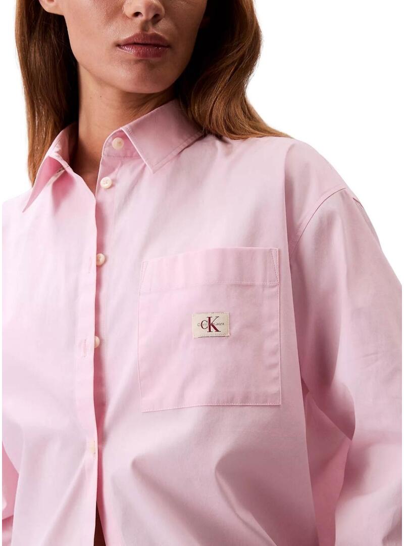 Camicia Calvin Klein Jeans Poplin oversize rosa per donna