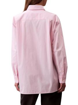 Camicia Calvin Klein Jeans Poplin oversize rosa per donna