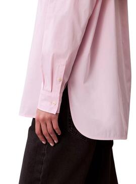 Camicia Calvin Klein Jeans Poplin oversize rosa per donna