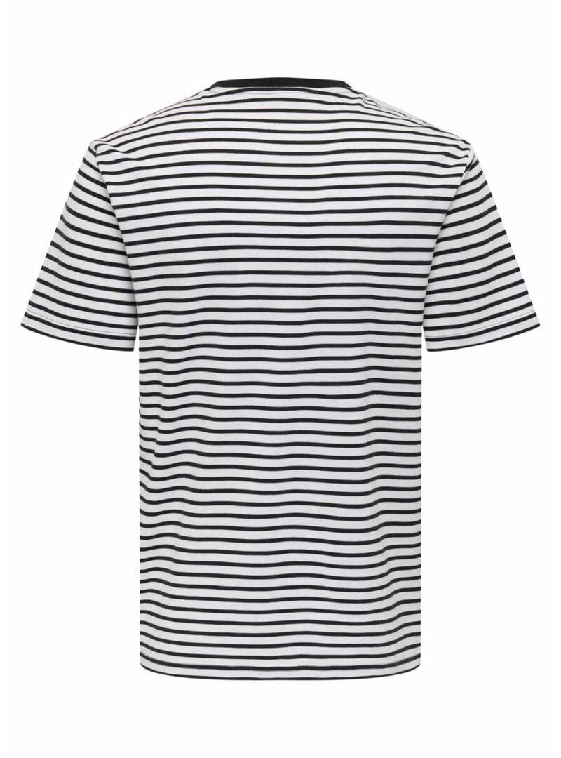 Maglietta Only and Sons Dawson bianca e nera per uomo