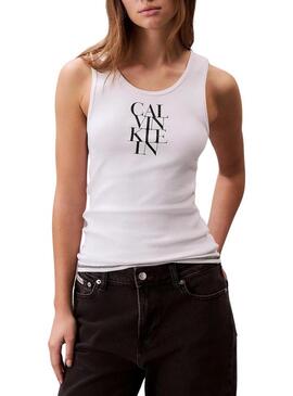 Maglietta Calvin Klein Jeans Rib bianca per donna