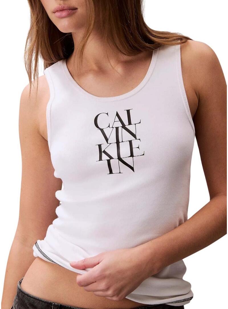 Maglietta Calvin Klein Jeans Rib bianca per donna